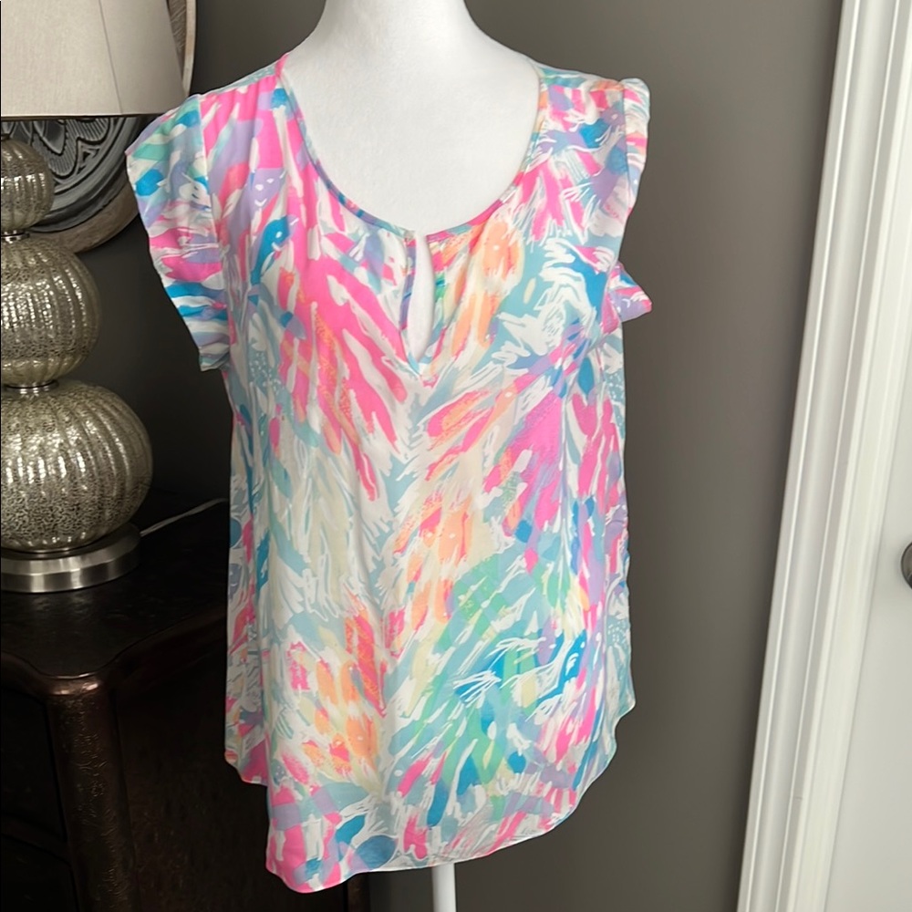 Lilly Pulitzer Pink and Blue Relaxed Blouse